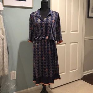 Navy shirt dress size 16. Silk.